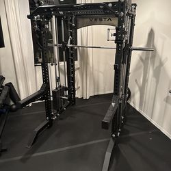 PRO SERIES Ultimate 3-1 Half Rack Functional Trainer w/Smith Machine Bar | 400lb Stack | Gym Equipment | Fitness | Commercial | Squat Rack
