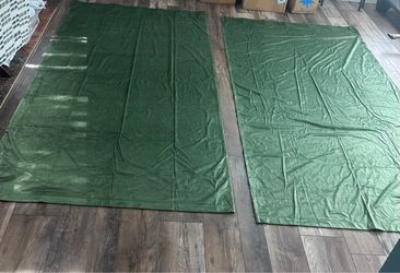 2 Green Velvet Blackout Curtain Panels 52” x 84” – $10