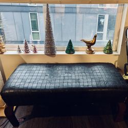 Moving! Faux Leather And Wood Bench Avail TIL 12/31!
