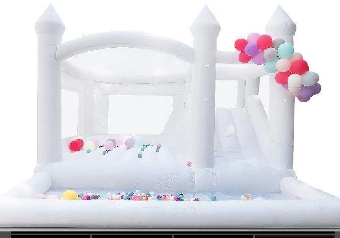 Chic White Bounce House with slide 
