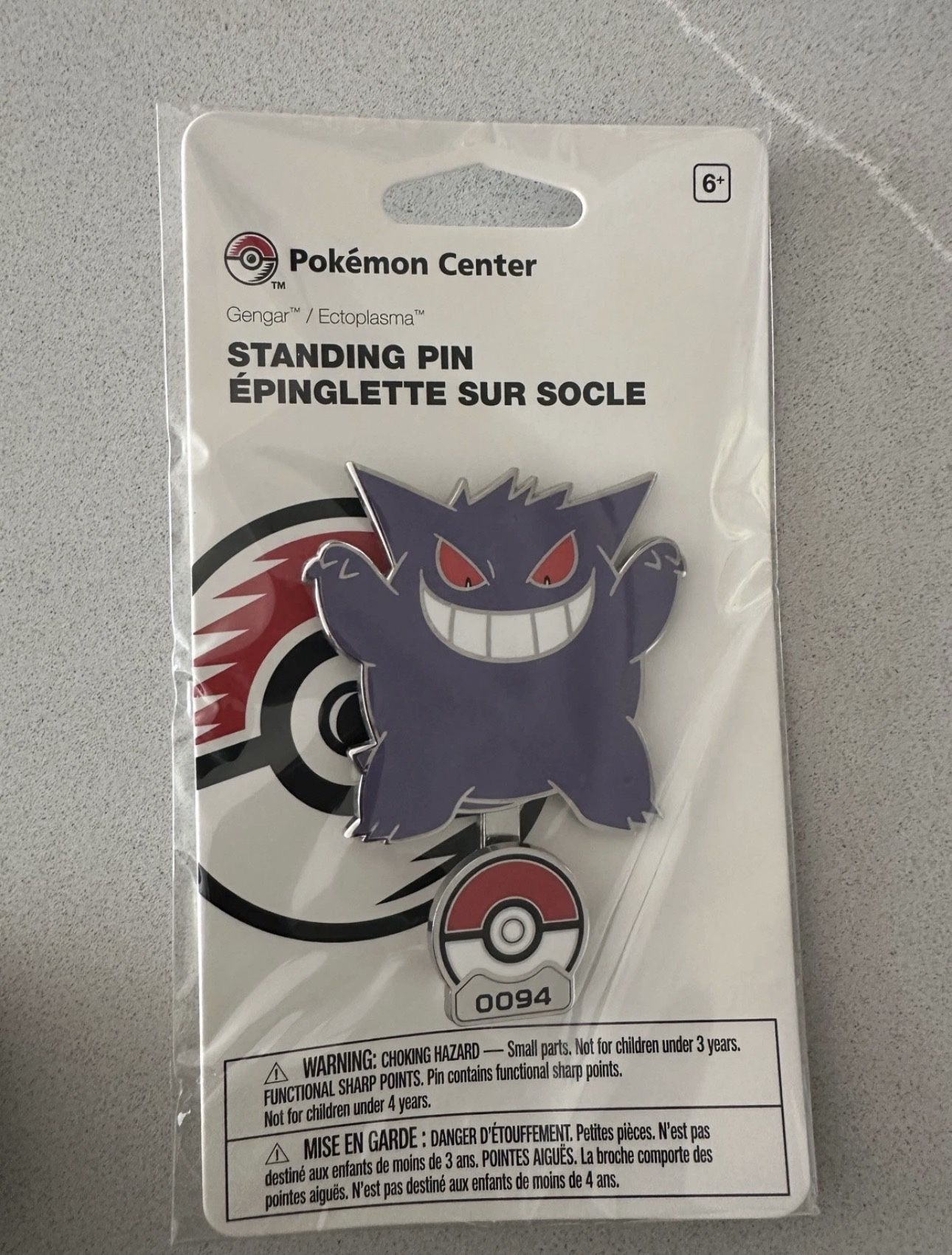 Pokemon TCG Gallery Gengar Standing Enamel Pin Official Nintendo Pokedex Badge
