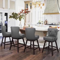 26" H Swivel Bar Stool with Back. Dark Gray 