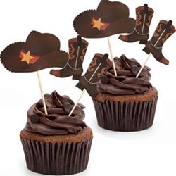 60 Pieces Cowboy Or Cowgirl Hat And Boot Cupcake Toppers Western Birthday Cake Decorations Rodeo Cupcake Picks Baby Shower Toothpicks For Western Them