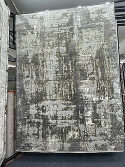 Large Abstract Area Rug Gray Gold