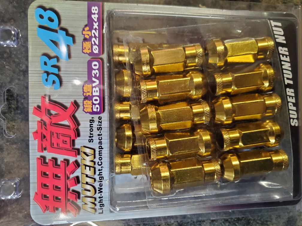 Muteki 12x1.5 Yellow Gold Tuner Lugs Lug Kit Lug nuts for Rims Wheels