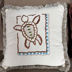 Sea Turtle Embroidered Accent Pillow