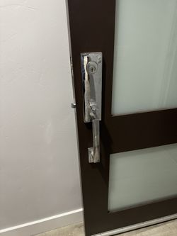 Modern Chrome Front Door Handle Set With Deadbolt 