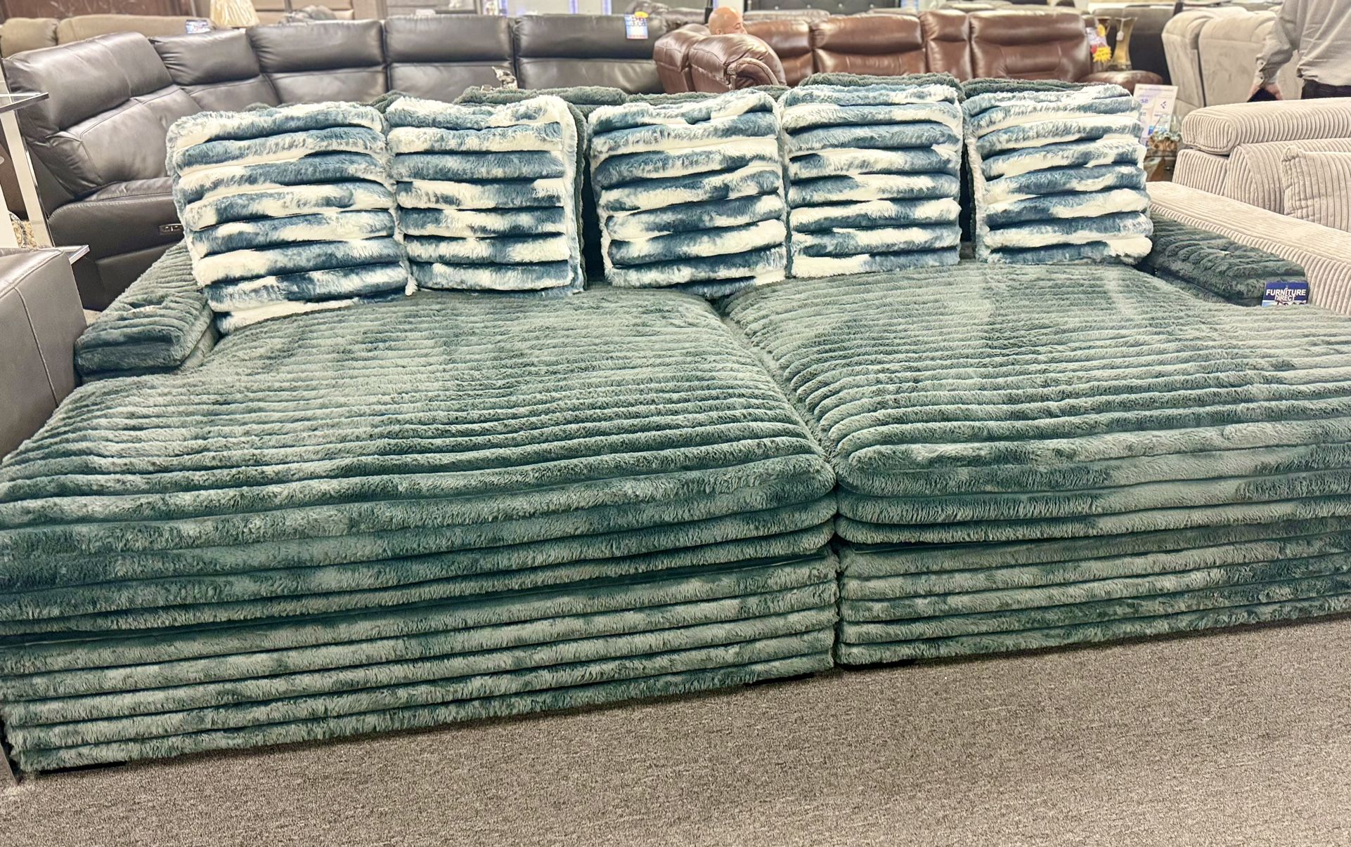 Beautiful Grey Pillow Cuddler Sectional On Sale Now $999 (Huge Savings)