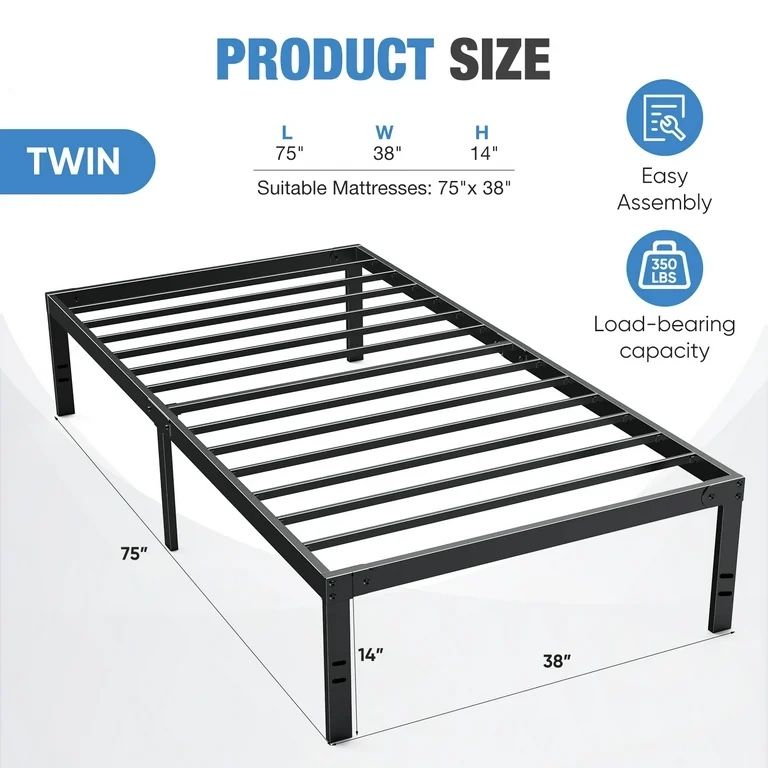 Concetta 14” Twin Bed w/ Mattress (White)