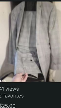 Gray Plaid Blazer and Pants Suit Set