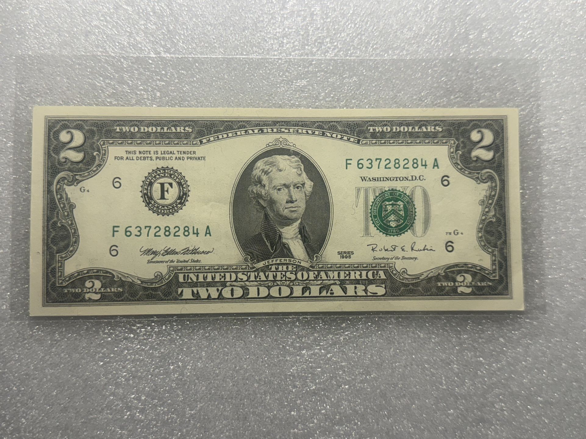 Uncirculated 1995 2 Dollar Bill