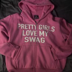 Pink and white Pretty Girls Love My Swag Valentines zip-up