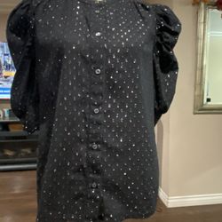 GAP Puff  Sleeve Button Blouse Size Large