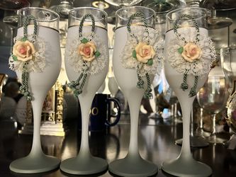 Arte murano Silvestri Frosted Wine Glass ( 4 Piece Set)