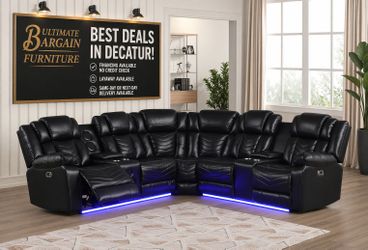 Power Reclining Sectional with LED & Speakers