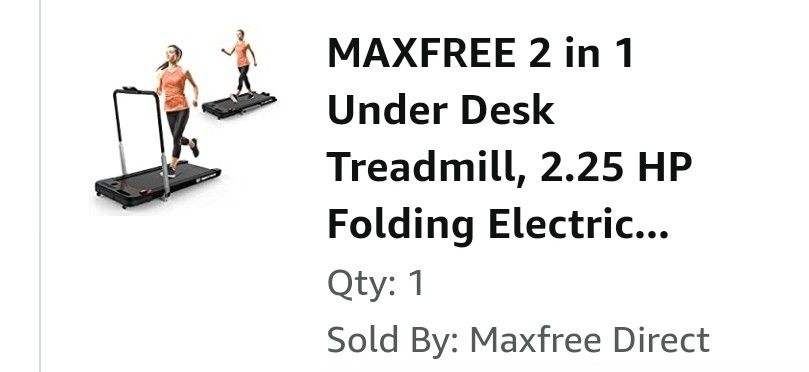 MAXFREE 2 in 1 under Desk Treadmill, 2.25 HP Folding Electric