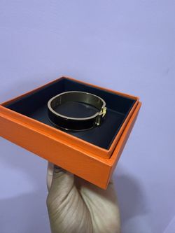 H£rm€z Black And Gold Enamel Bracelet Size17 Cm