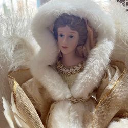 Winter Decor Woman Figurine Wings Dove 