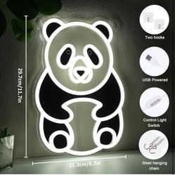 YuanDian Panda Neon Sign, Animal Neon Lights for Bedroom Living Room Wall Decor, Birthday Party Gifts for Kids Adults People Who Like Pandas