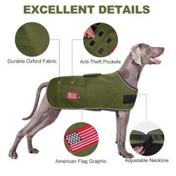 Dog Winter Coat for Medium Dogs Waterproof, Warm Reflective Great Dane Oxford Canvas Jacket, Fleece Dog Cold Weather Coats Windproof for Female Male 