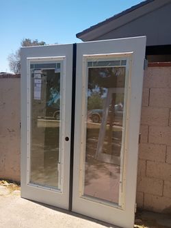 60"x 80" EXTERIOR PATIO FRENCH DOORS  BLINDS