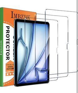 3 Pack Screen Protector for iPad Air 11 Inch 6th Generation (M2 2024 6th Gen) 9H Tempered Glass Accessories, Ultra HD, Anti-Scratch, Case Friendly, Fa