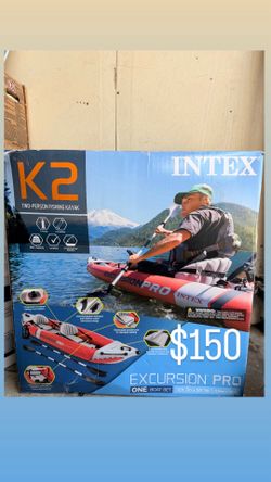 Intex Excursion Pro Inflatable 2 Person Vinyl Kayak with 2 Oars and Pump