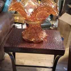 Carnival Glass Imperial Glass 474 Marigold Punch Bowl & Creamer