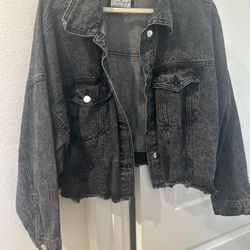 Womens Grey Denim Jacket, 3X