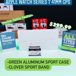 Apple Watch Series 7 41mm Green Aluminum Case Clover Sport Band GPS **BRAND NEW**