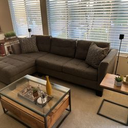 Grey 2-pc Right Arm Facing Sofa & Left Arm Facing Chaise
