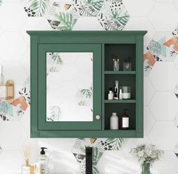 Newly Assembled Bathroom Wall Cabinet w/ Mirror 30'' x 28'' Medicine Cabinet w/ Mirror Door & Shelf