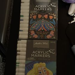 NEW Master's Touch Acrylic Marker Set (48 Total Colors) - Brush & Bullet Tips!