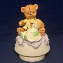 Vintage Lego Japan music box teddy bear and baby Talk to the Animals song