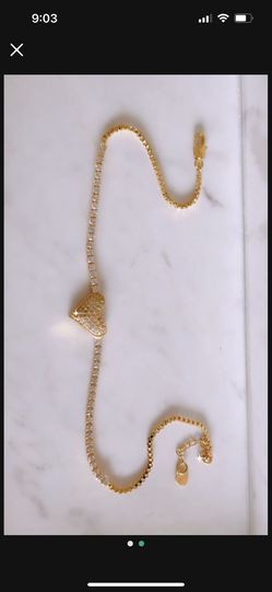 Gold Heart Crystal Anklet Jewelry. New! Thumbnail