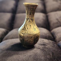 vintage small solid brass bud vase, likely from India