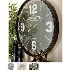 Deco 79 Reloj de pared de metal vintage