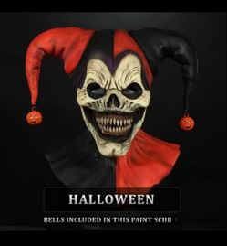 Halloween Jester Joker Skull Mask with Bells