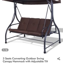 New 3 Seat Converting Outdoor Swing 