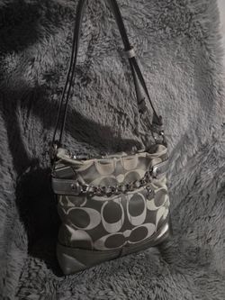 Coach Signature C Jacquard Silver Crossbody with Silver Hardware