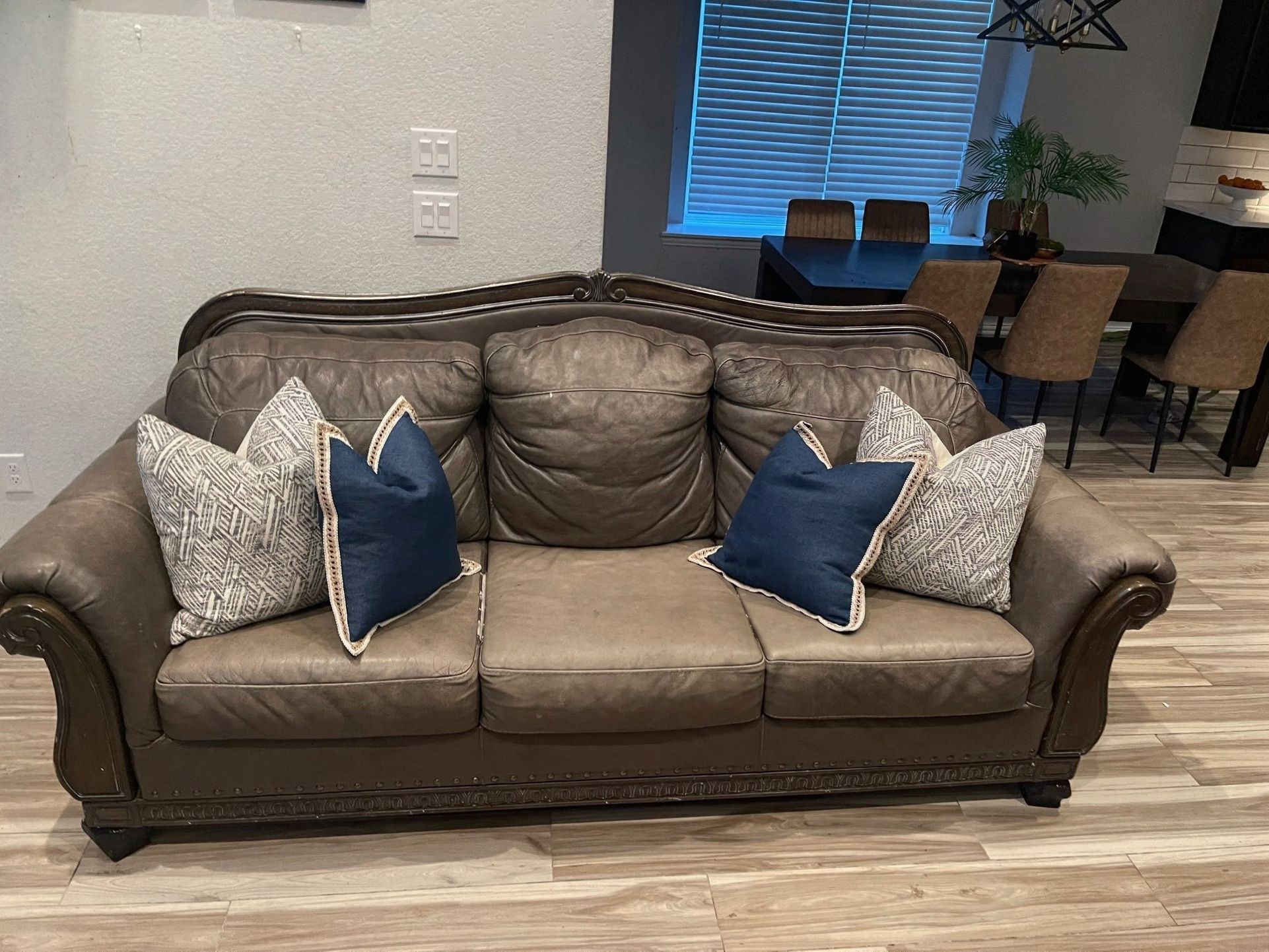 5 Piece Brown Leather Couch