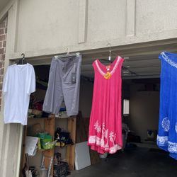 Tie-dye T-shirts $15 each Dresses $20 each other clothes $10 each all our new