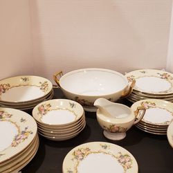 Antique Meito Fine Bone China Hand Painted Set - made in Japan