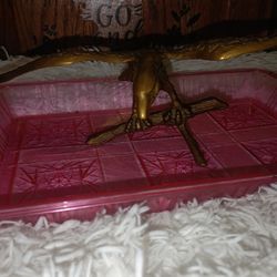 Vintage Solid Brass American Eagle 🦅 On Branch With Wide Wings Span For Sale.