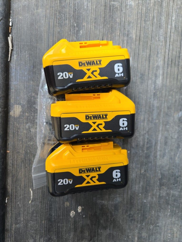 3 DEWALT 20VMAX XR BATTERIES 6.0AH NEW $100 EACH