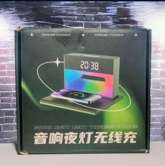 4-in-1 Portable Bluetooth Speakers Home Use Mobile Phone Wireless Fast Charger RGB Atmosphere Lamp Bedside Desktop Alarm Clock