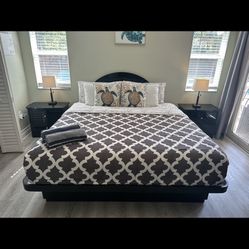 King Bed, 2 End Tables And One Dresser With Mirror 