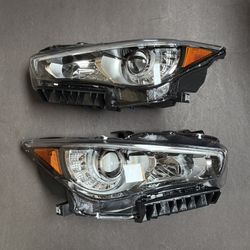 Pair 2014-2022 Infiniti Q50 w/o AFS LED DRL Projector Headlights PLeft Right side Headlamps