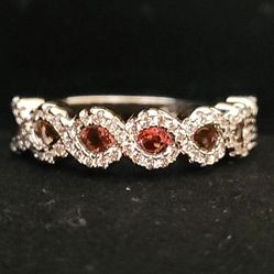 Pink Sapphire 5 Stone Wedding/Anniversary Band Size 9 Stamped 925 Weighs 3.2 Grams