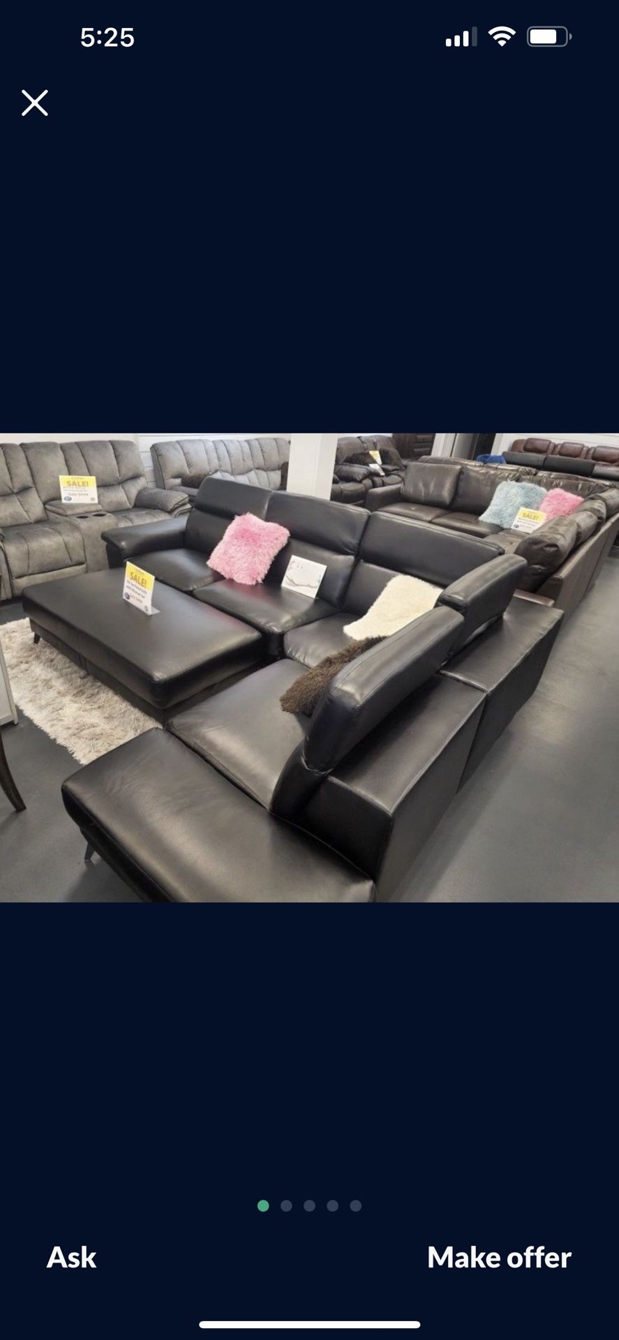 Black Rio Sectional Sofa And Ottoman!$899!*NO CREDIT NEEDED*SAME DAY DELIVERY*